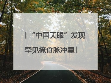 “中国天眼”发现罕见掩食脉冲星