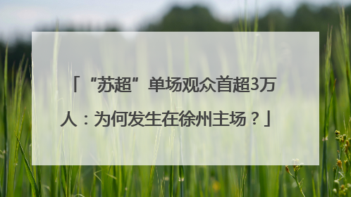 “苏超”单场观众首超3万人：为何发生在徐州主场？
