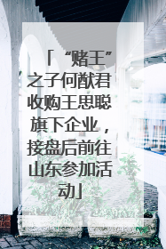 “赌王”之子何猷君收购王思聪旗下企业，接盘后前往山东参加活动
