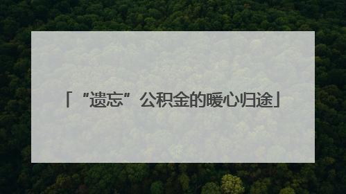 “遗忘”公积金的暖心归途