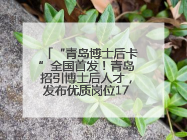 “青岛博士后卡”全国首发！青岛招引博士后人才，发布优质岗位1700余个