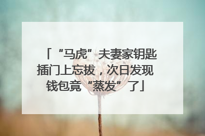 “马虎”夫妻家钥匙插门上忘拔，次日发现钱包竟“蒸发”了