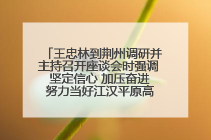 王忠林到荆州调研并主持召开座谈会时强调 坚定信心 加压奋进 努力当好江汉平原高质量发展排头兵