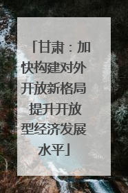 甘肃：加快构建对外开放新格局 提升开放型经济发展水平