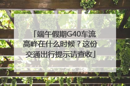 端午假期G40车流高峰在什么时候？这份交通出行提示请查收
