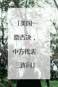 美国一票否决，中方代表三连问