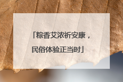 粽香艾浓祈安康，民俗体验正当时