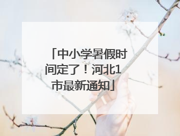 中小学暑假时间定了！河北1市最新通知