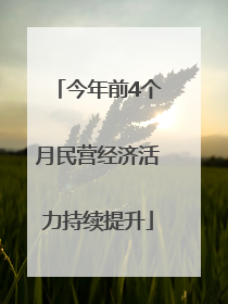 今年前4个月民营经济活力持续提升