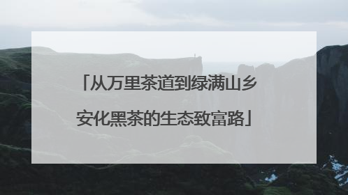 从万里茶道到绿满山乡 安化黑茶的生态致富路