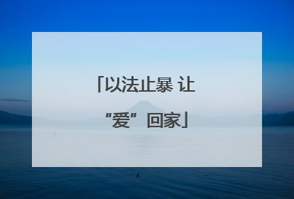 以法止暴 让“爱”回家