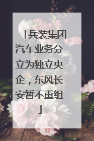兵装集团汽车业务分立为独立央企，东风长安暂不重组