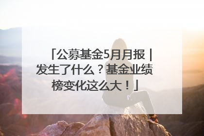 公募基金5月月报｜发生了什么？基金业绩榜变化这么大！