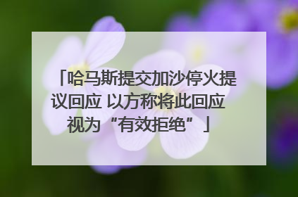 哈马斯提交加沙停火提议回应 以方称将此回应视为“有效拒绝”