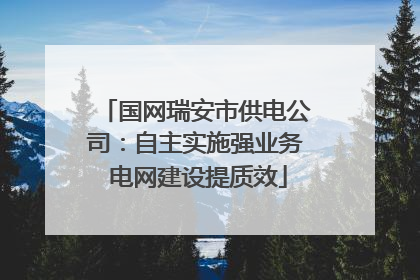 国网瑞安市供电公司：自主实施强业务 电网建设提质效