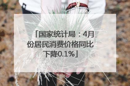 国家统计局：4月份居民消费价格同比下降0.1%