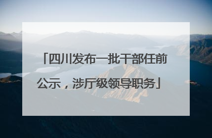 四川发布一批干部任前公示，涉厅级领导职务