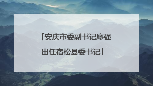 安庆市委副书记廖强出任宿松县委书记