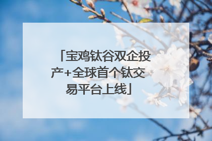 宝鸡钛谷双企投产+全球首个钛交易平台上线