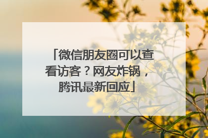 微信朋友圈可以查看访客？网友炸锅，腾讯最新回应