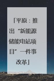 平原：推出“新能源储能电站项目”一件事改革