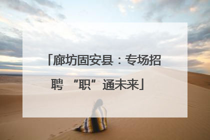 廊坊固安县：专场招聘 “职”通未来
