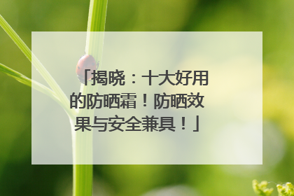 揭晓：十大好用的防晒霜！防晒效果与安全兼具！