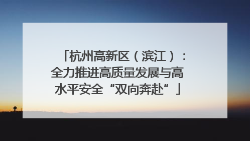杭州高新区（滨江）：全力推进高质量发展与高水平安全“双向奔赴”