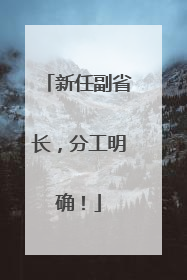 新任副省长，分工明确！
