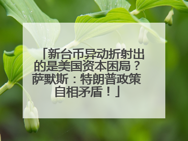 新台币异动折射出的是美国资本困局？萨默斯：特朗普政策自相矛盾！