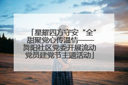 星耀四方守安“全” 甜聚党心传温情——舞阳社区党委开展流动党员建党节主题活动