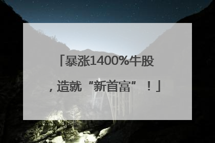 暴涨1400%牛股，造就“新首富”！