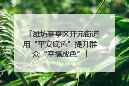 潍坊寒亭区开元街道用“平安底色”提升群众“幸福成色”