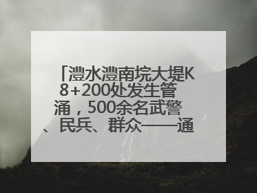 澧水澧南垸大堤K8+200处发生管涌，500余名武警、民兵、群众——通宵达旦战管涌