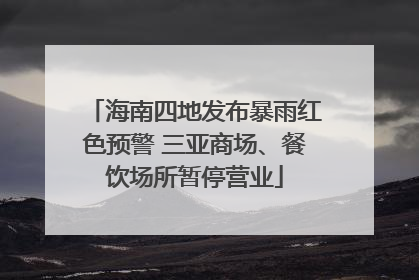 海南四地发布暴雨红色预警 三亚商场、餐饮场所暂停营业