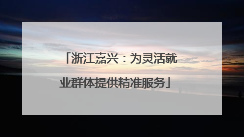 浙江嘉兴：为灵活就业群体提供精准服务