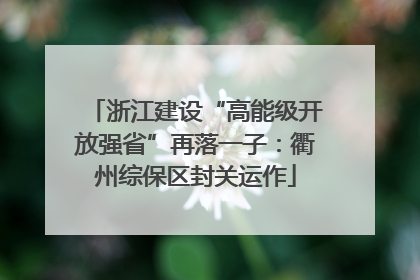 浙江建设“高能级开放强省”再落一子：衢州综保区封关运作