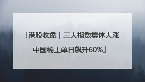 港股收盘｜三大指数集体大涨 中国稀土单日飙升60%