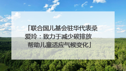 联合国儿基会驻华代表桑爱玲：致力于减少碳排放 帮助儿童适应气候变化