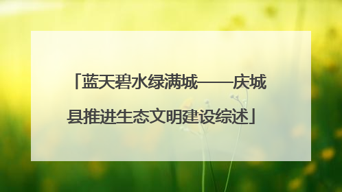 蓝天碧水绿满城——庆城县推进生态文明建设综述