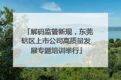 解码监管新规，东莞辖区上市公司高质量发展专题培训举行