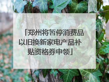 郑州将暂停消费品以旧换新家电产品补贴资格券申领