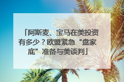 阿斯麦、宝马在美投资有多少？欧盟紧急“盘家底”准备与美谈判