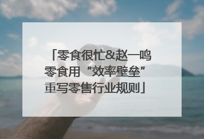 零食很忙&赵一鸣零食用“效率壁垒”重写零售行业规则
