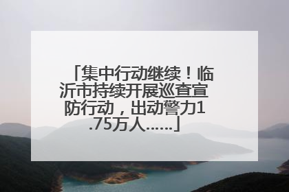 集中行动继续！临沂市持续开展巡查宣防行动，出动警力1.75万人……