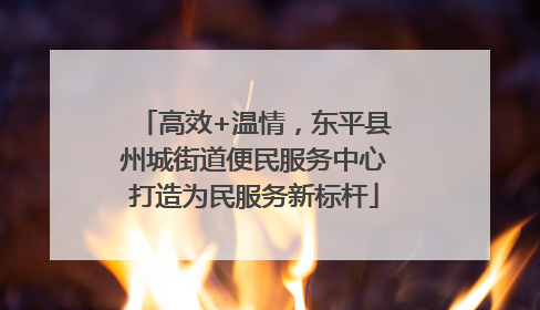 高效+温情，东平县州城街道便民服务中心打造为民服务新标杆