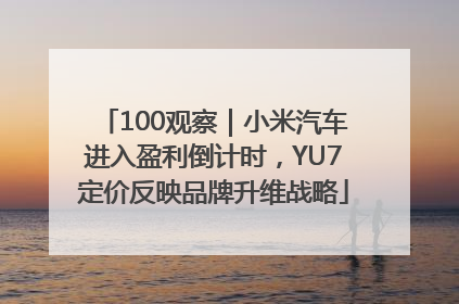 100观察｜小米汽车进入盈利倒计时，YU7定价反映品牌升维战略