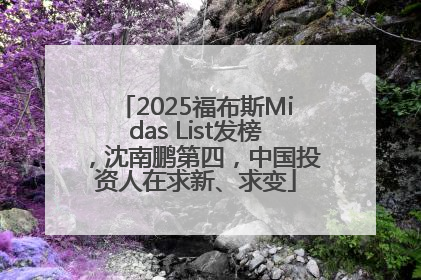 2025福布斯Midas List发榜，沈南鹏第四，中国投资人在求新、求变